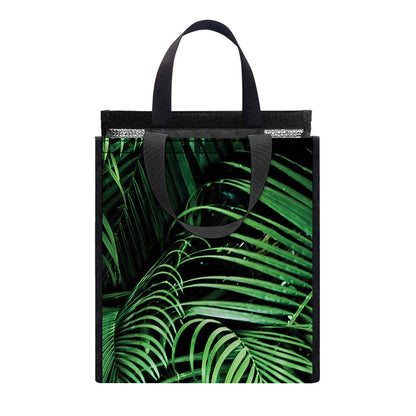Tropical Palm Leaf Print Insulated Lunch Tote