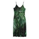 Tropical Palm Leaf Print Jersey Midi Cami Dress