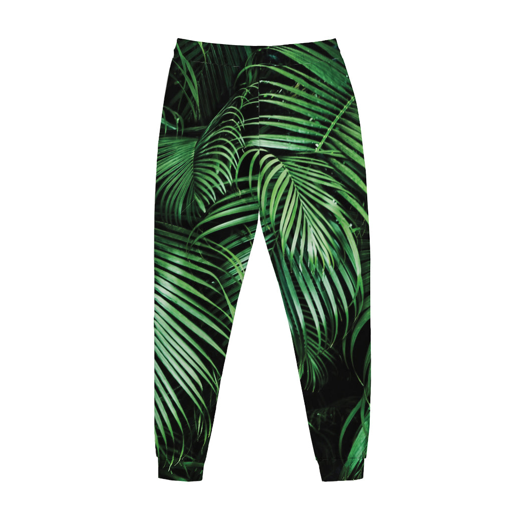 Tropical Palm Leaf Print Jogger Pants