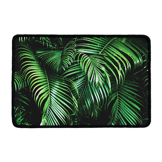 Tropical Palm Leaf Print Kitchen Mat