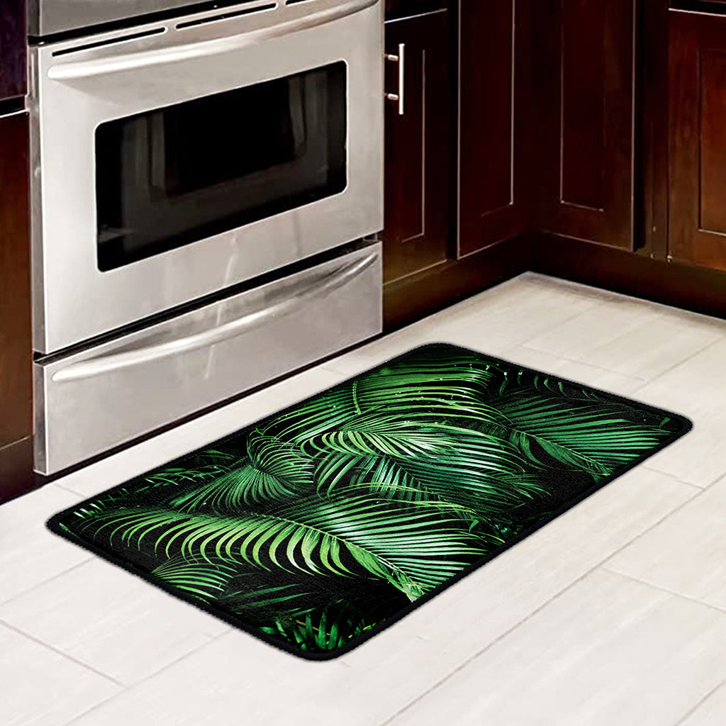 Tropical Palm Leaf Print Kitchen Mat