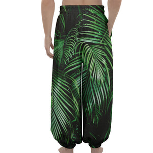 Tropical Palm Leaf Print Lantern Pants