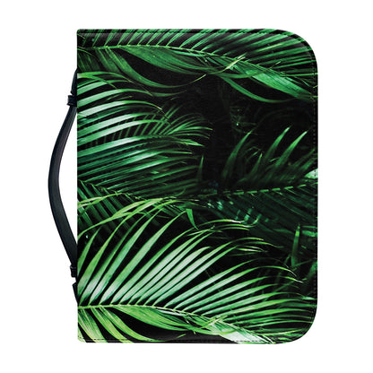 Tropical Palm Leaf Print Leather Bible Cover