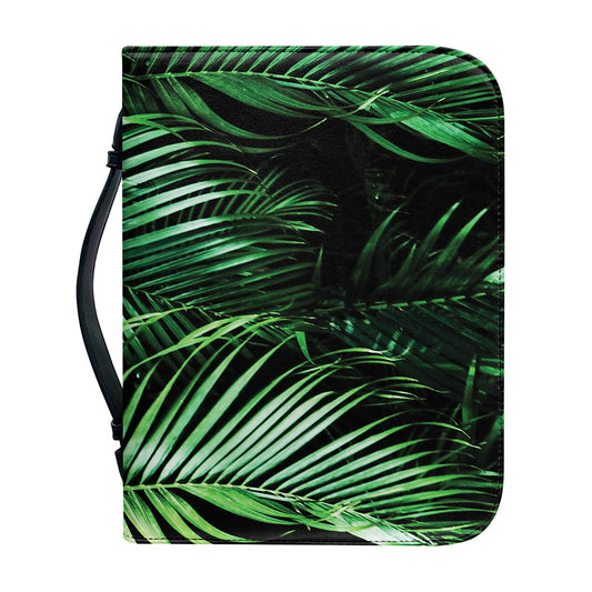 Tropical Palm Leaf Print Leather Bible Cover