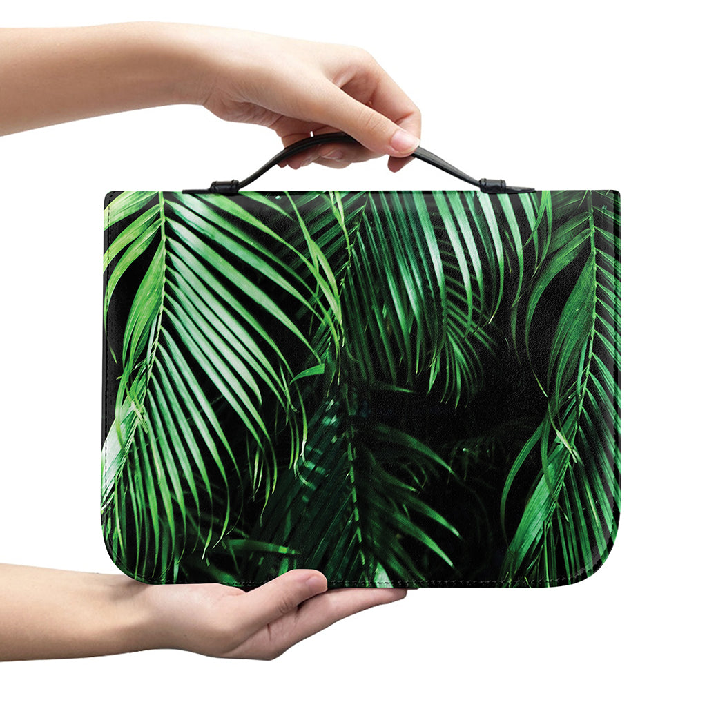 Tropical Palm Leaf Print Leather Bible Cover