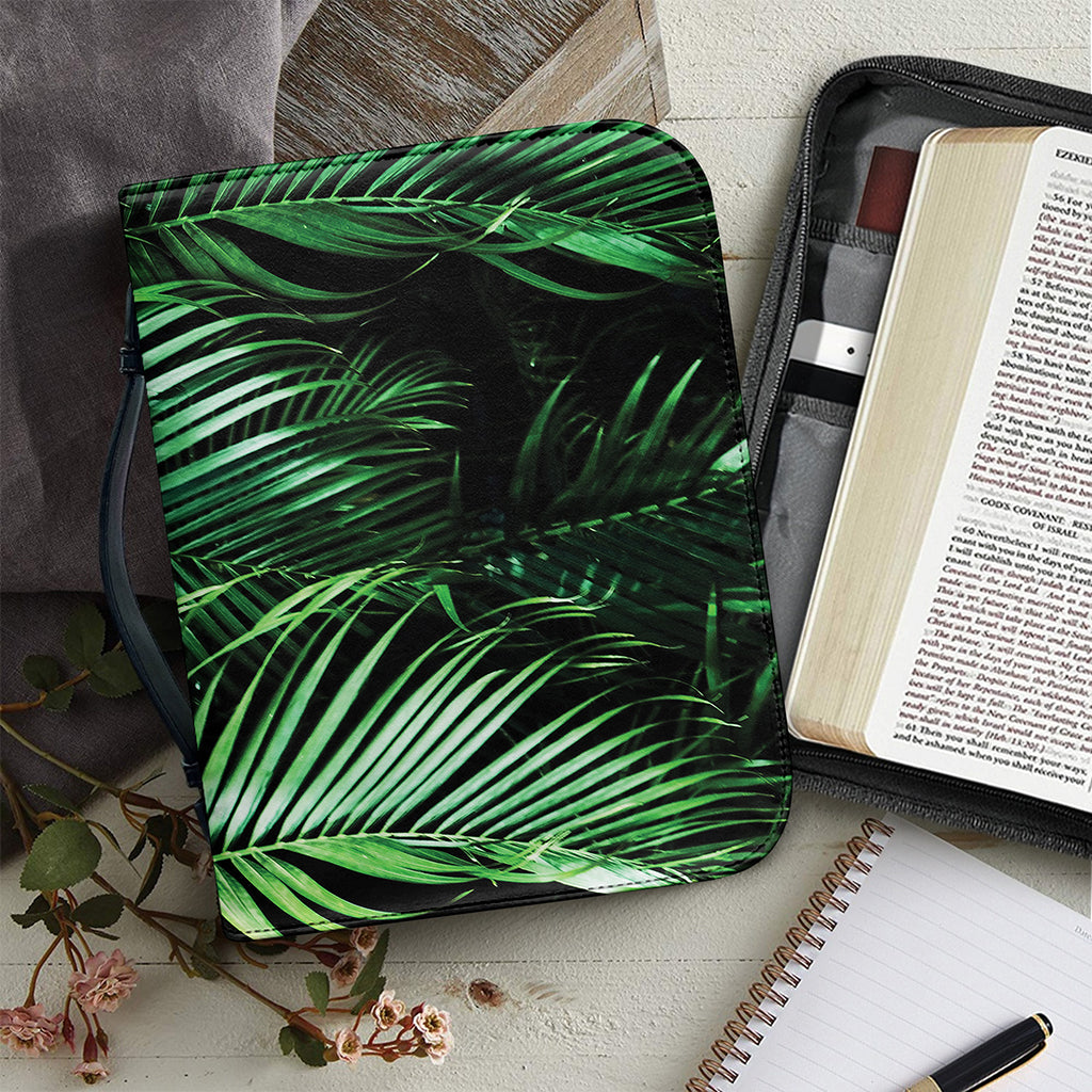 Tropical Palm Leaf Print Leather Bible Cover