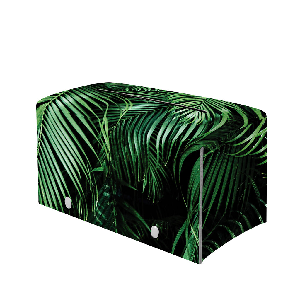 Tropical Palm Leaf Print Leather Tissue Box Cover