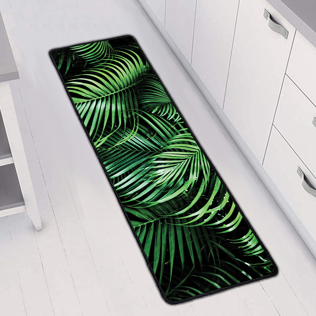 Tropical Palm Leaf Print Long Kitchen Mat