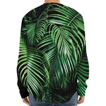 Tropical Palm Leaf Print Long Sleeve Baseball Jersey