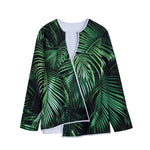 Tropical Palm Leaf Print Long Sleeve Short Coat