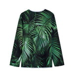 Tropical Palm Leaf Print Long Sleeve Short Coat