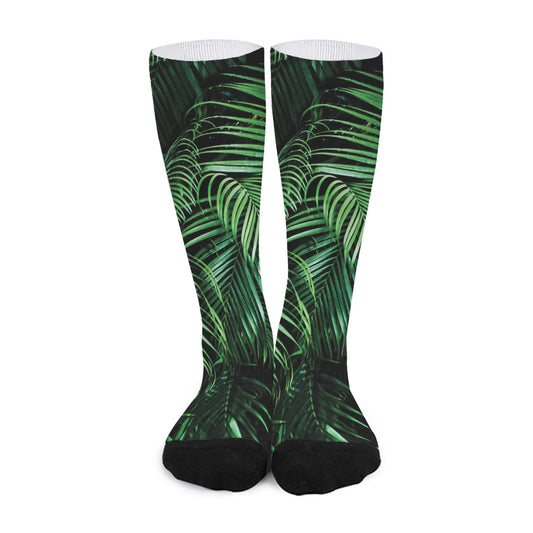 Tropical Palm Leaf Print Long Socks