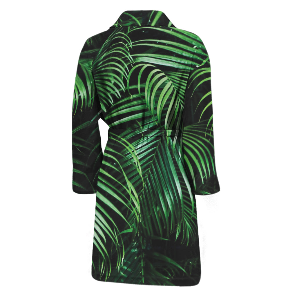 Tropical Palm Leaf Print Men's Bathrobe