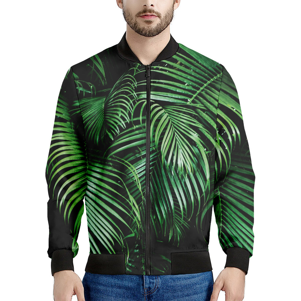 Tropical Palm Leaf Print Men's Bomber Jacket