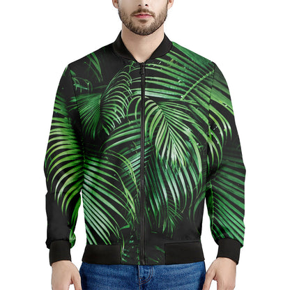 Tropical Palm Leaf Print Men's Bomber Jacket