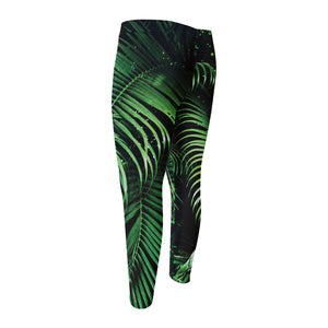 Tropical Palm Leaf Print Men's Compression Pants