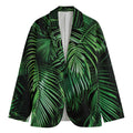 Tropical Palm Leaf Print Men's Cotton Blazer