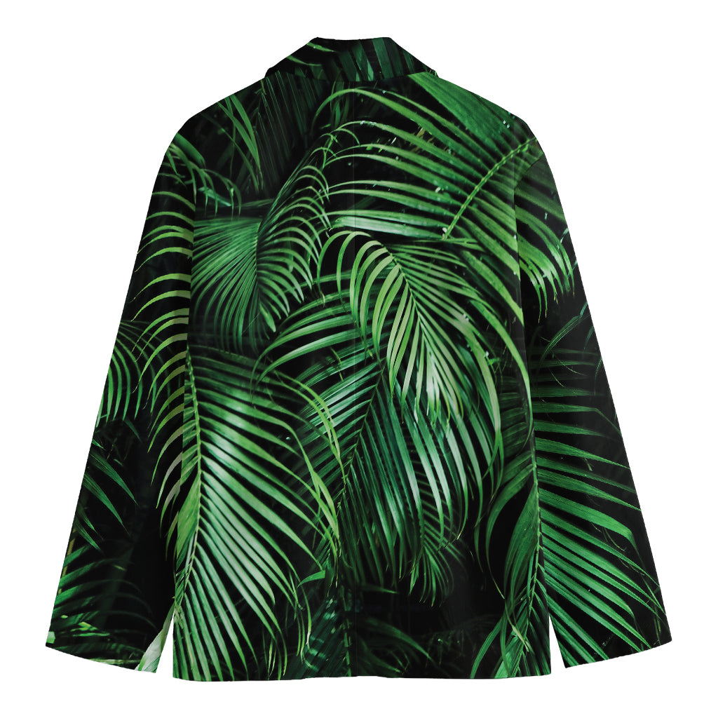 Tropical Palm Leaf Print Men's Cotton Blazer