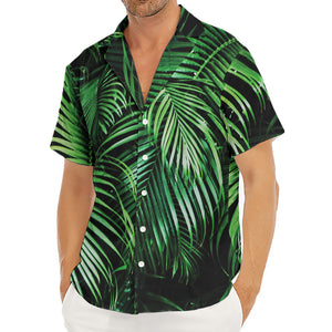 Tropical Palm Leaf Print Men's Deep V-Neck Shirt