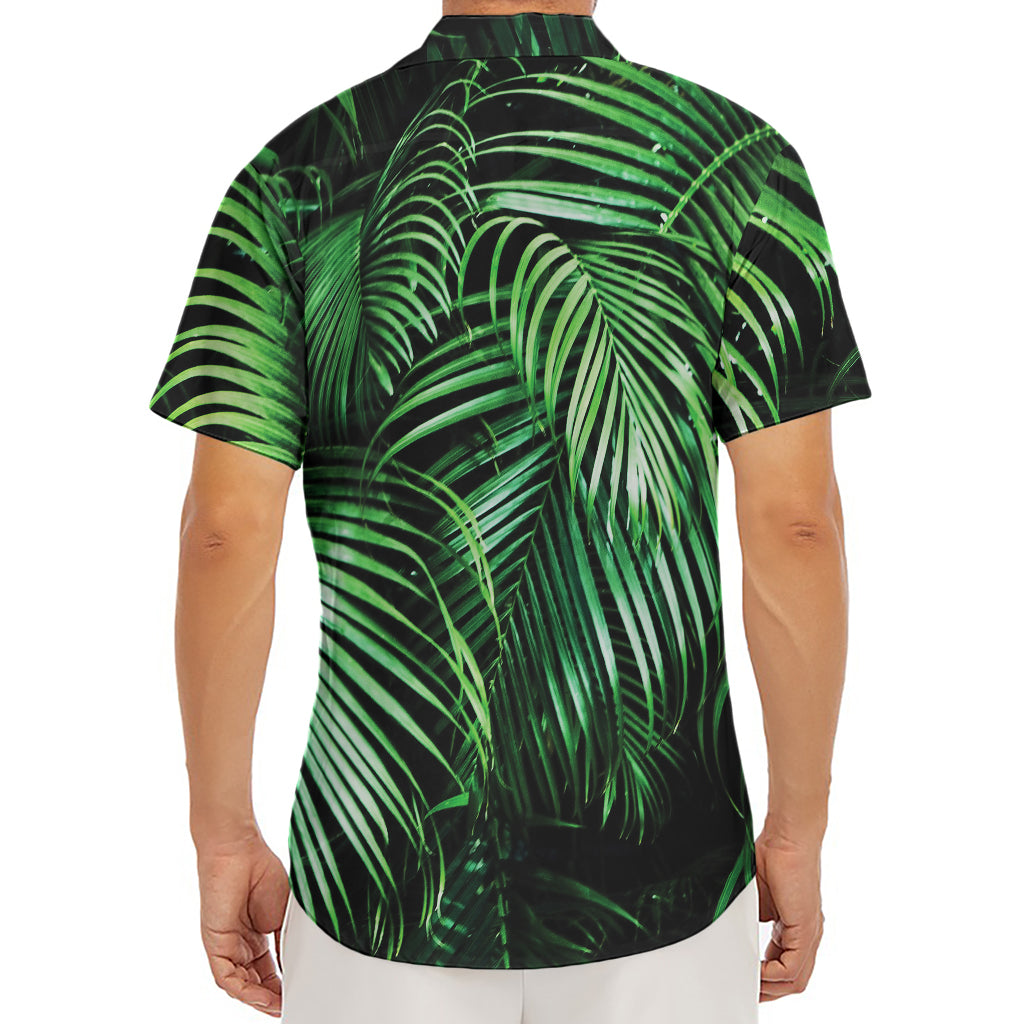 Tropical Palm Leaf Print Men's Deep V-Neck Shirt