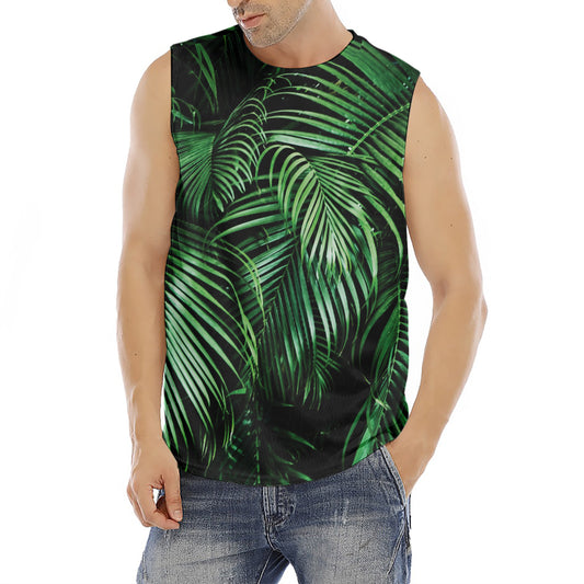 Tropical Palm Leaf Print Men's Fitness Tank Top