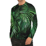 Tropical Palm Leaf Print Men's Long Sleeve Rash Guard