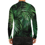 Tropical Palm Leaf Print Men's Long Sleeve Rash Guard