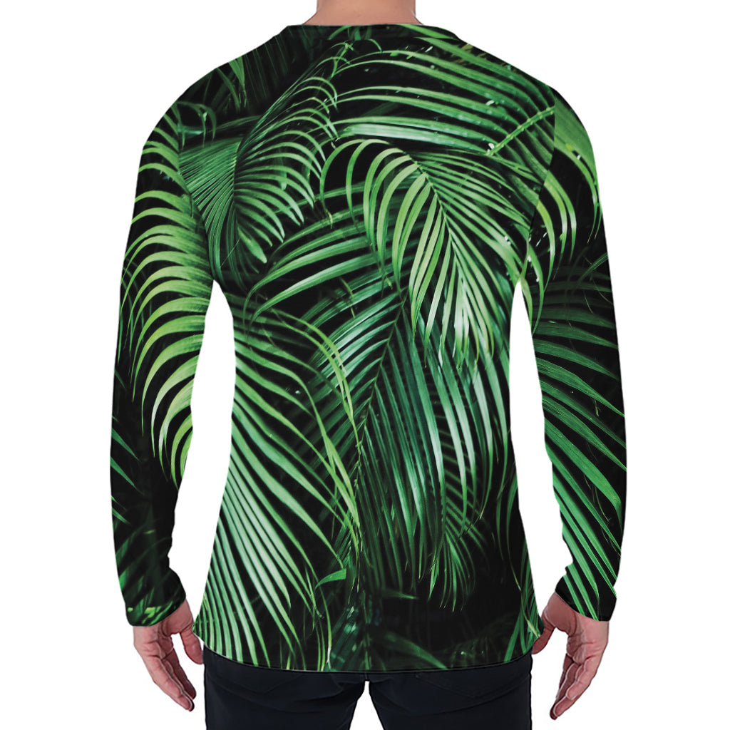 Tropical Palm Leaf Print Men's Long Sleeve T-Shirt