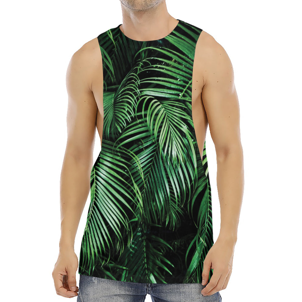 Tropical Palm Leaf Print Men's Muscle Tank Top