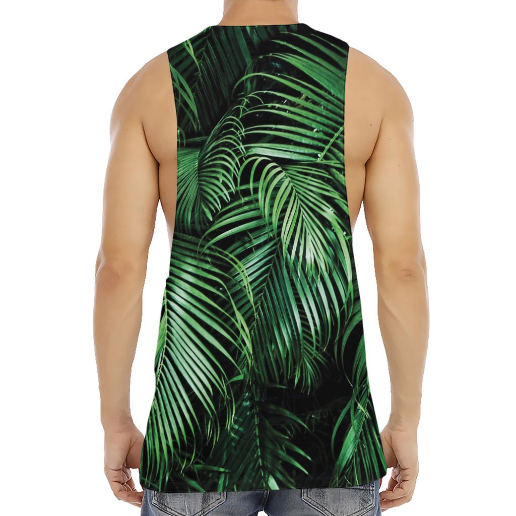 Tropical Palm Leaf Print Men's Muscle Tank Top