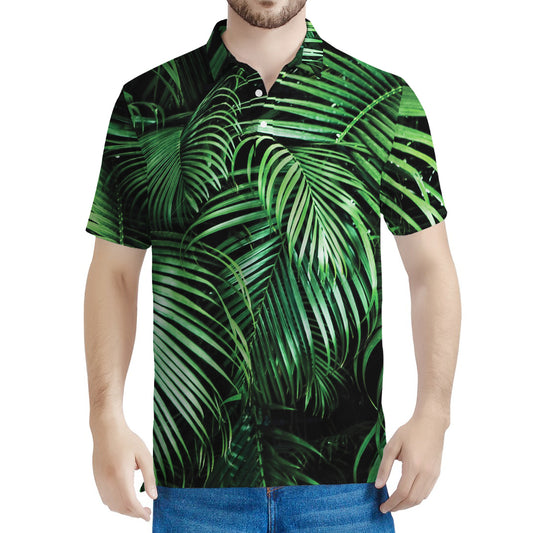 Tropical Palm Leaf Print Men's Polo Shirt