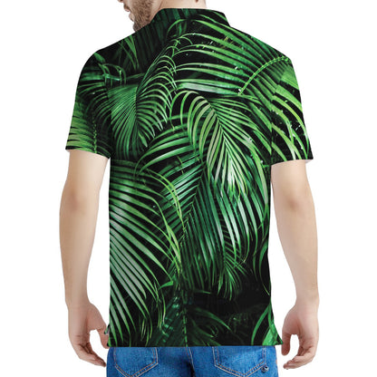 Tropical Palm Leaf Print Men's Polo Shirt
