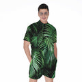 Tropical Palm Leaf Print Men's Romper