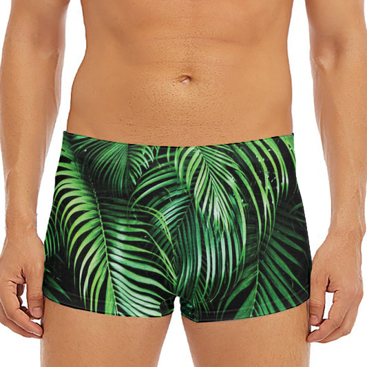 Tropical Palm Leaf Print Men's Short Boxer Briefs