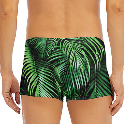 Tropical Palm Leaf Print Men's Short Boxer Briefs