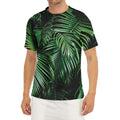 Tropical Palm Leaf Print Men's Short Sleeve Rash Guard