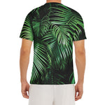 Tropical Palm Leaf Print Men's Short Sleeve Rash Guard