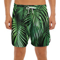 Tropical Palm Leaf Print Men's Split Running Shorts