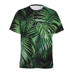 Tropical Palm Leaf Print Men's Sports T-Shirt