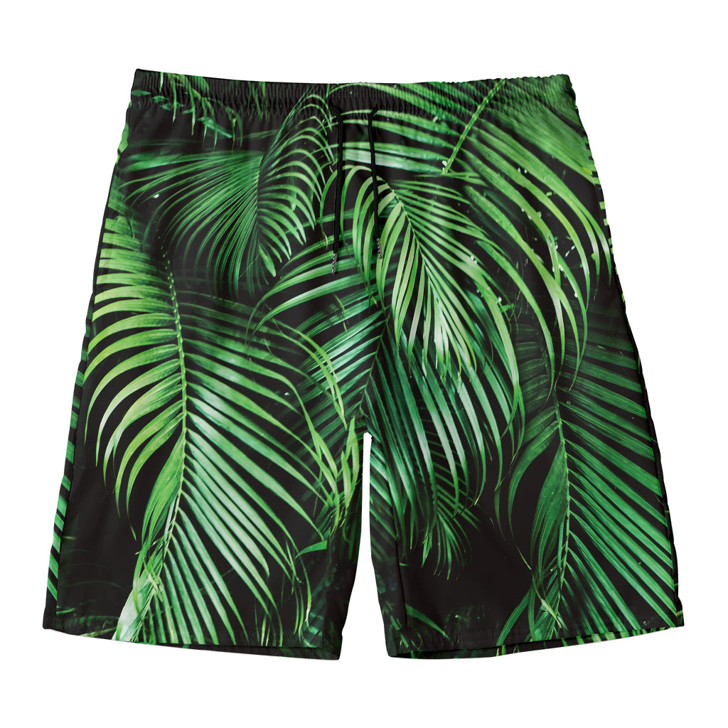 Tropical Palm Leaf Print Men's Swim Trunks