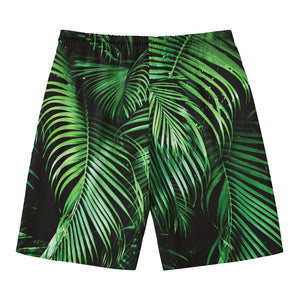 Tropical Palm Leaf Print Men's Swim Trunks