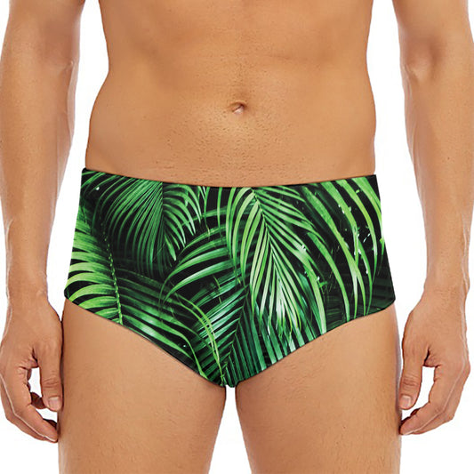 Tropical Palm Leaf Print Men's Triangle Swim Briefs