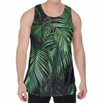 Tropical Palm Leaf Print Men's Velvet Tank Top