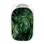 Tropical Palm Leaf Print Mesh Laundry Hamper