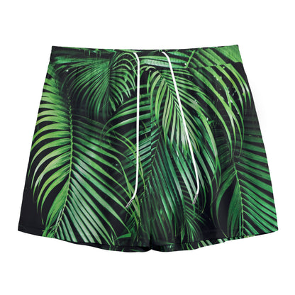 Tropical Palm Leaf Print Mesh Shorts