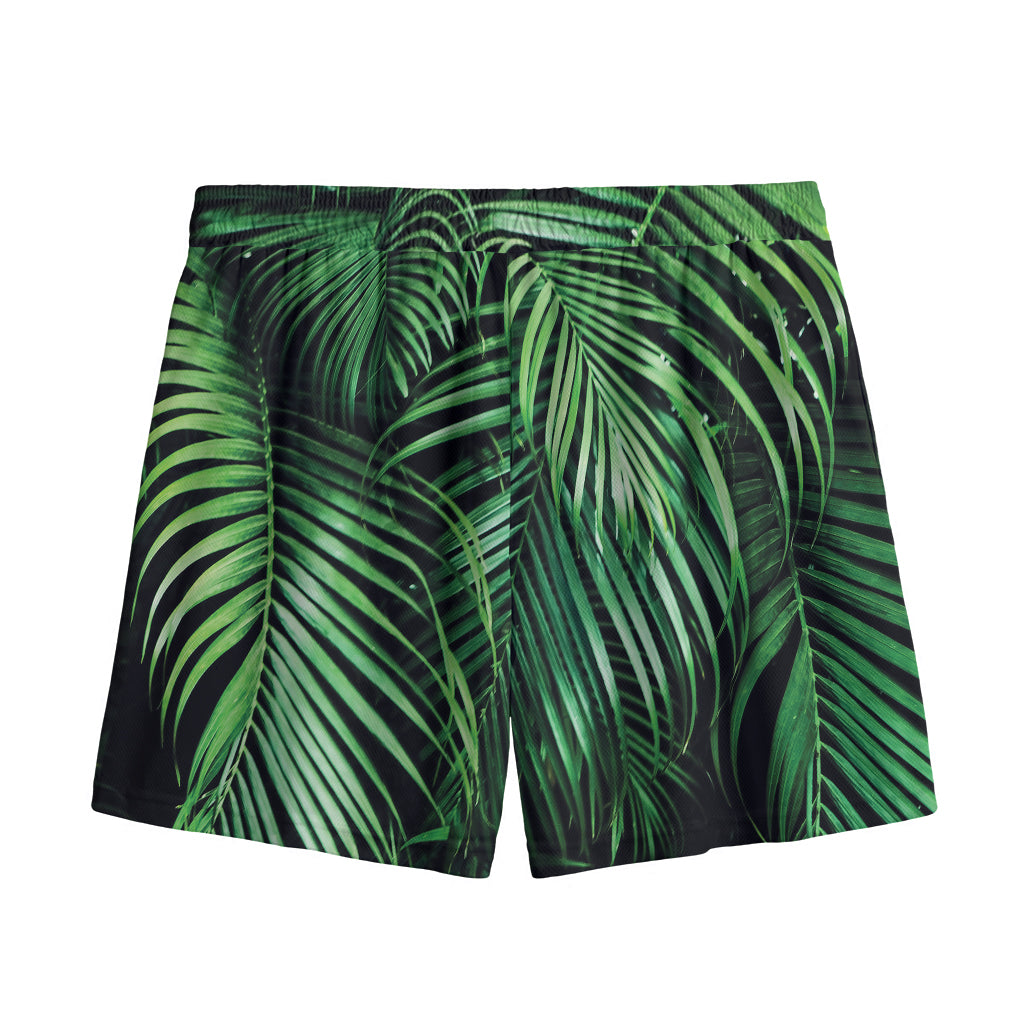 Tropical Palm Leaf Print Mesh Shorts