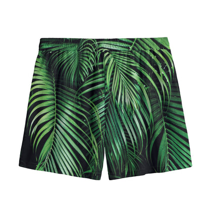 Tropical Palm Leaf Print Mesh Shorts