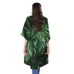 Tropical Palm Leaf Print Open Front Beach Cover Up