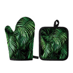 Tropical Palm Leaf Print Oven Mitt And Pot Holder Set