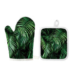 Tropical Palm Leaf Print Oven Mitt And Pot Holder Set